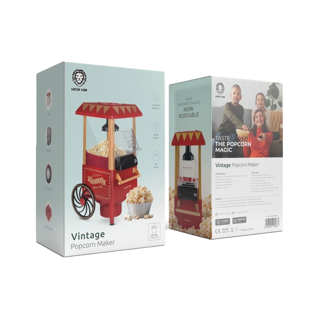  Green Lion Vintage Popcorn Maker 1200W 270ML 
