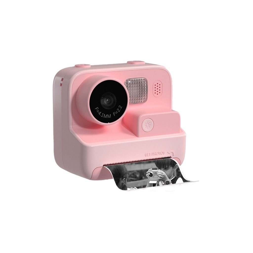 نمای نزدیک دوربین Porodo Kids Print Camera که لنز 48 مگاپیکسلی و ویژگی چاپ فوری آن را نشان می‌دهد.